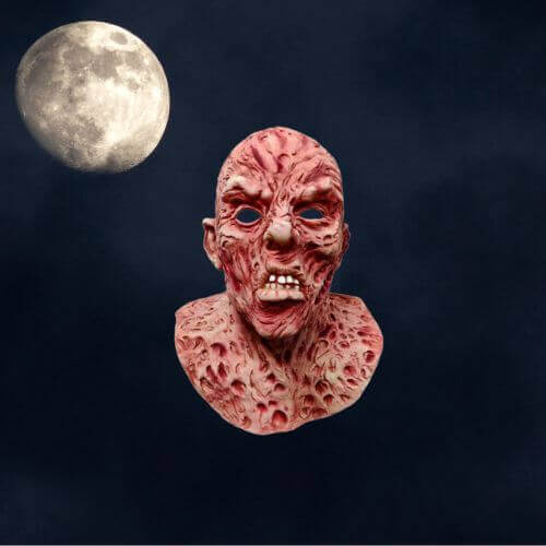 Freddy Krueger Latex Mask Halloween Prop, Freddy Krueger latex mask, the mask with the black drop with a moon